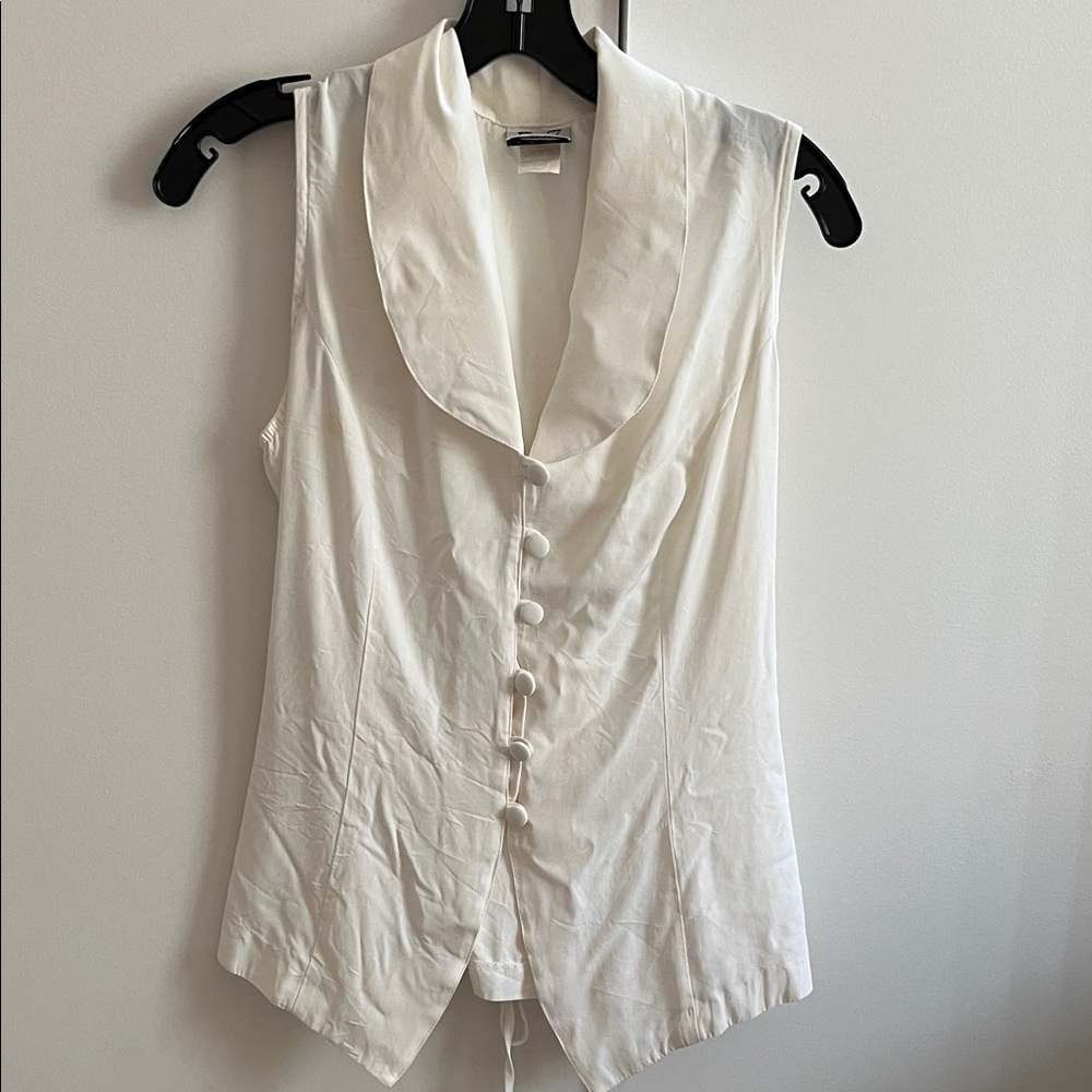 Women’s vintage Elegant button down White Sleeveless Top size large